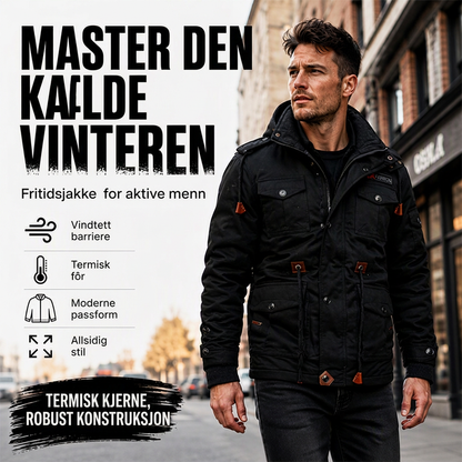 Vintertermisk jakke med avtagbar hette for menn