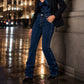 Retro bootcut-jeans med høy stretch for kvinner