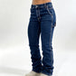 Retro bootcut-jeans med høy stretch for kvinner