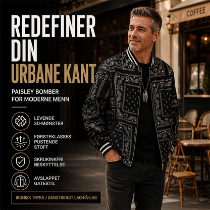Paisleymønsteret bombejakke for menn, streetwear-stil