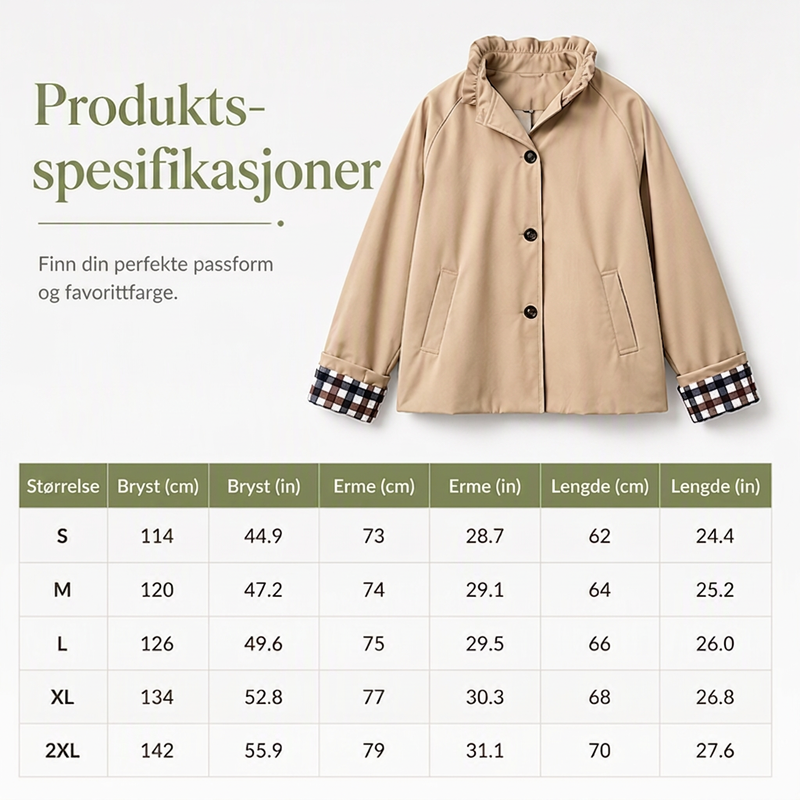Stilig og polert kort trenchcoat for kvinner