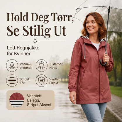 Vanntett utendørsjakke med hette for kvinner