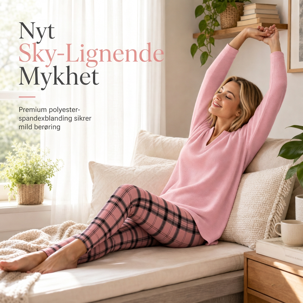 Sett med strikket topp og rutete leggings for kvinner