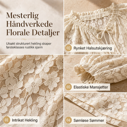 Elegant løstsittende bluse med blonde og lange ermer for kvinner