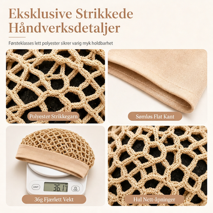 Elastisk, pustende bredbåndet hårnett i mesh, hulldekket hårbeskyttelse