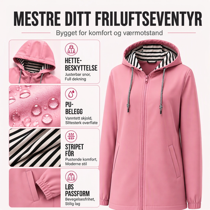 Dame uformell vanntett jakke med hette