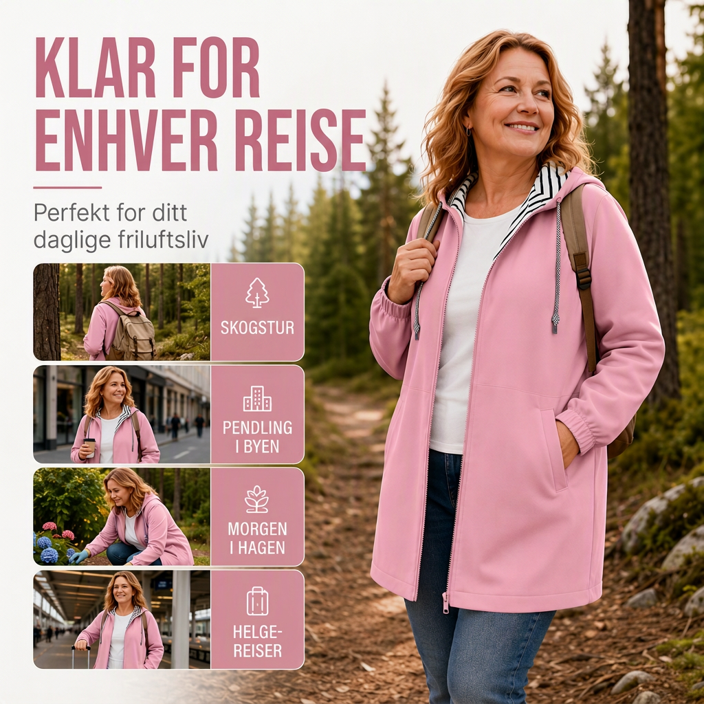 Dame uformell vanntett jakke med hette