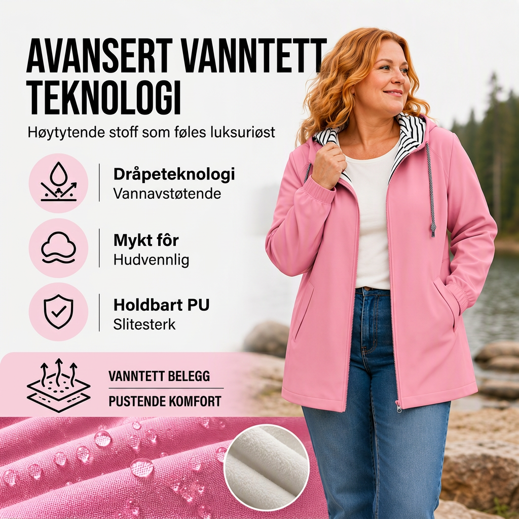 Dame uformell vanntett jakke med hette