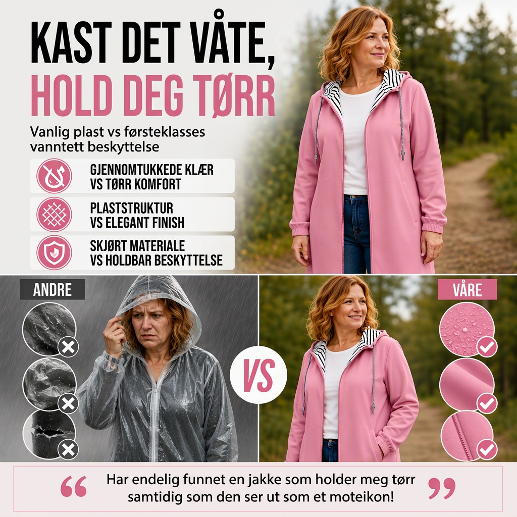 Dame uformell vanntett jakke med hette