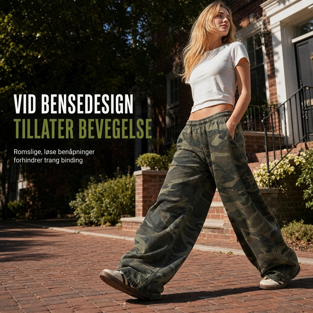 Vintage vaskede vide joggebukser for kvinner