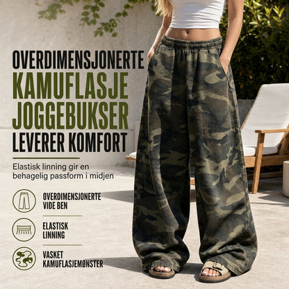 Vintage vaskede vide joggebukser for kvinner