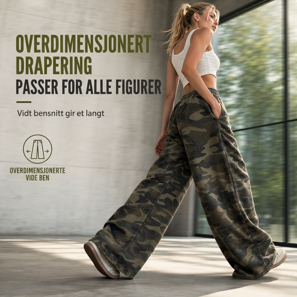 Vintage vaskede vide joggebukser for kvinner