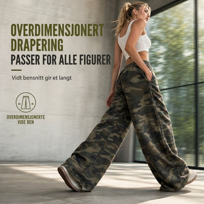 Vintage vaskede vide joggebukser for kvinner