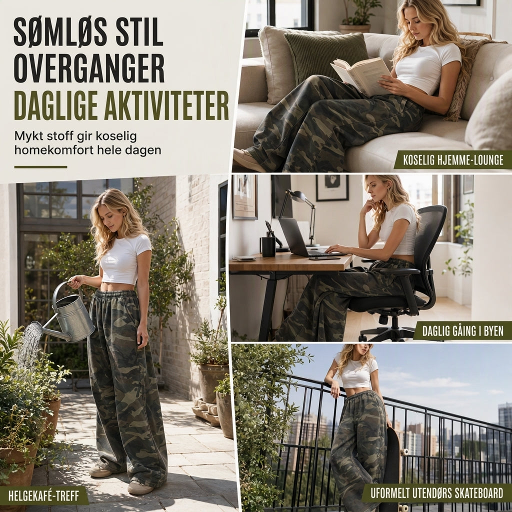 Vintage vaskede vide joggebukser for kvinner