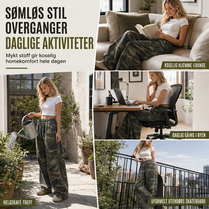 Vintage vaskede vide joggebukser for kvinner