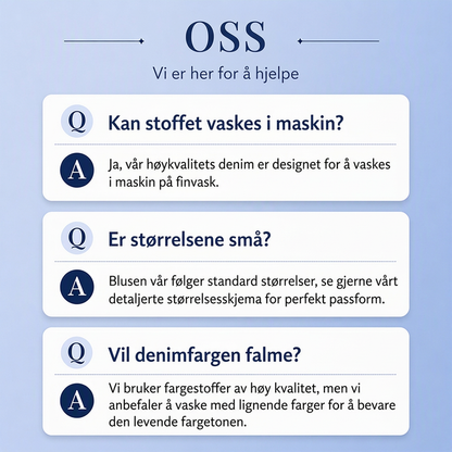 Dongerskjorte for kvinner med volangkrage og puffermer