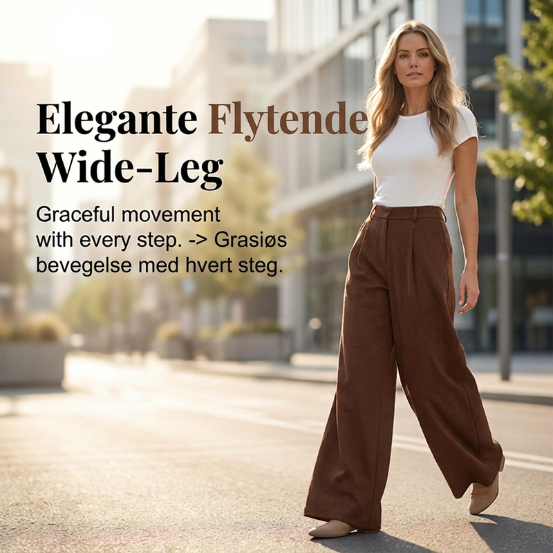 Damehøytaljede plisserte vidbukser