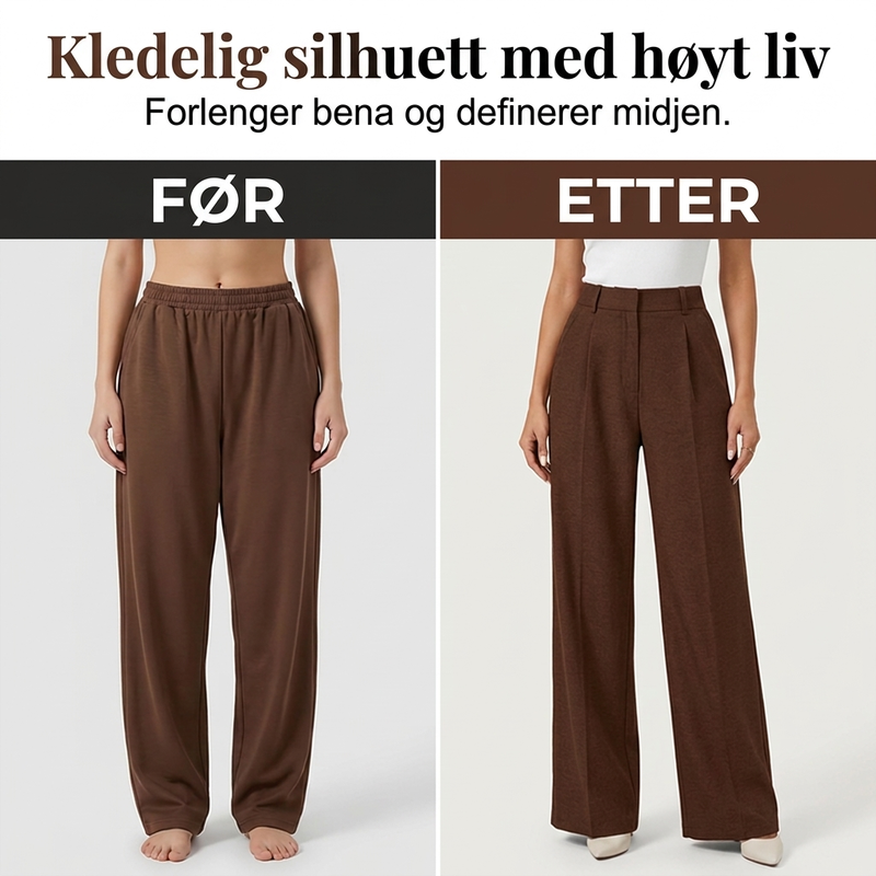Damehøytaljede plisserte vidbukser