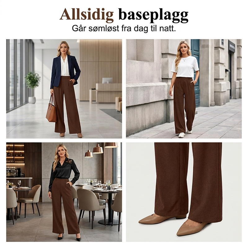 Damehøytaljede plisserte vidbukser