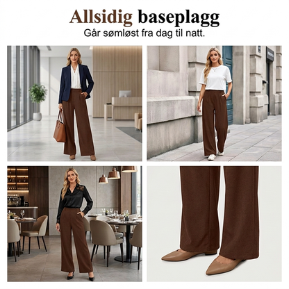 Damehøytaljede plisserte vidbukser