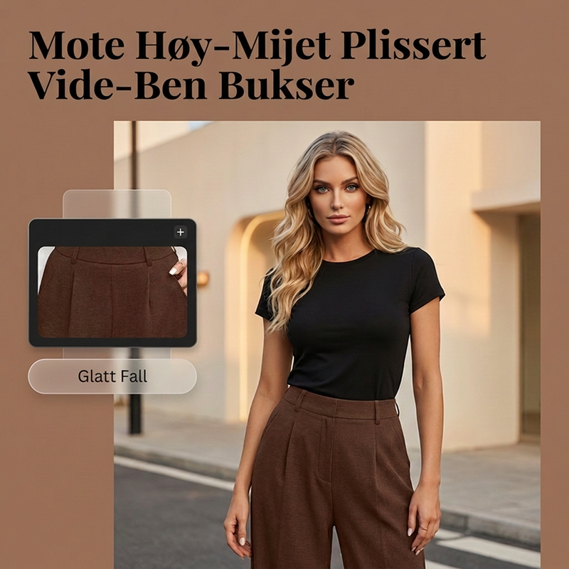 Damehøytaljede plisserte vidbukser