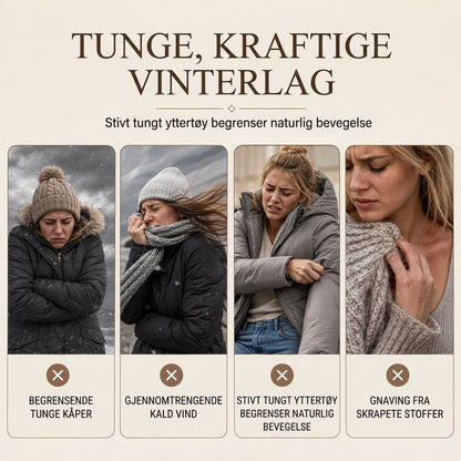 Lang strikket kofte med hette for kvinner