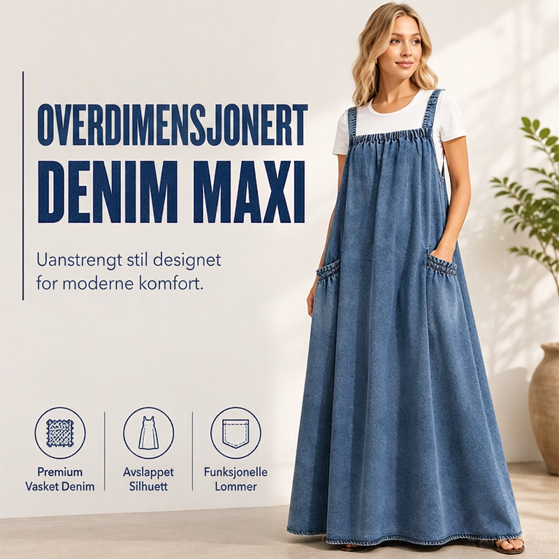 Dame oversized uformell dongeri selbukjole (maxi)