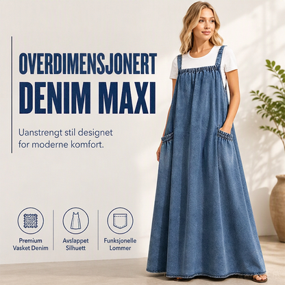 Dame oversized uformell dongeri selbukjole (maxi)