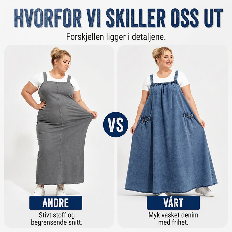 Dame oversized uformell dongeri selbukjole (maxi)