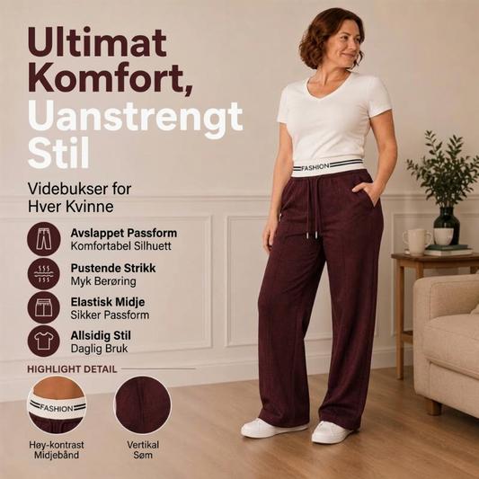 Damebukser med høy midje og vide legger, joggebukser