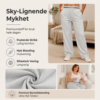 Damebukser med høy midje og vide legger, joggebukser
