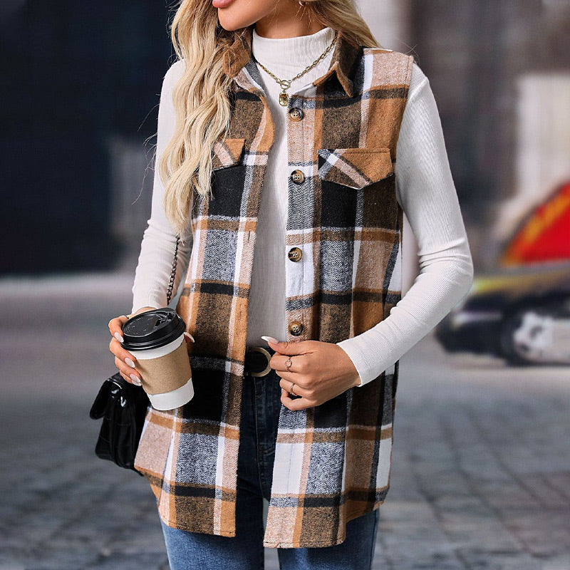 Dame knappe rutete vest