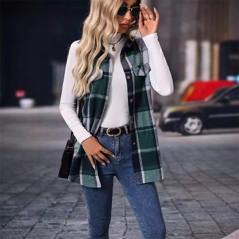Dame knappe rutete vest