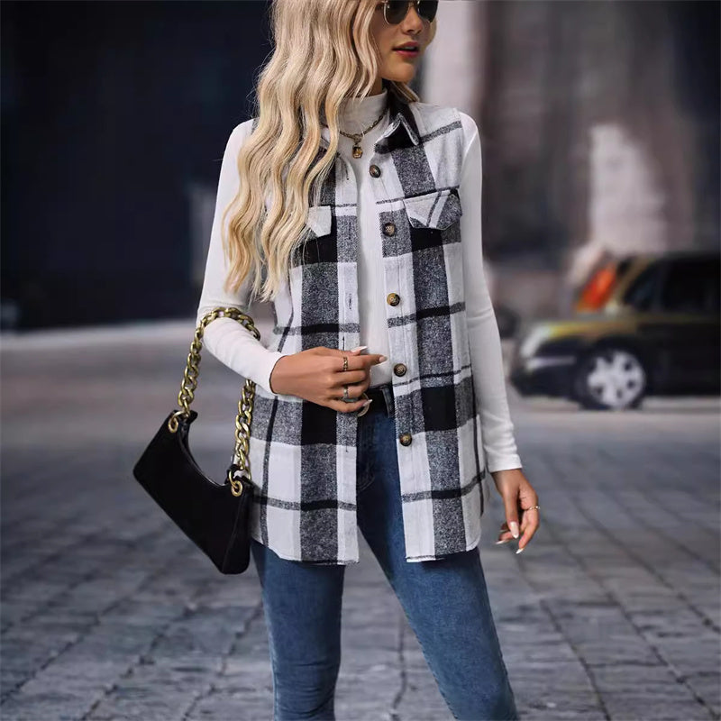 Dame knappe rutete vest