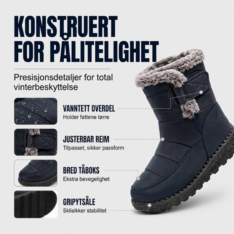 Sklisikre varme vinterstøvler for kvinner