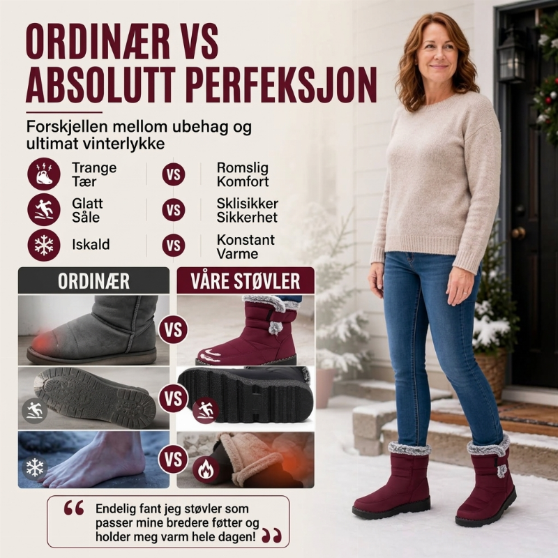 Sklisikre varme vinterstøvler for kvinner