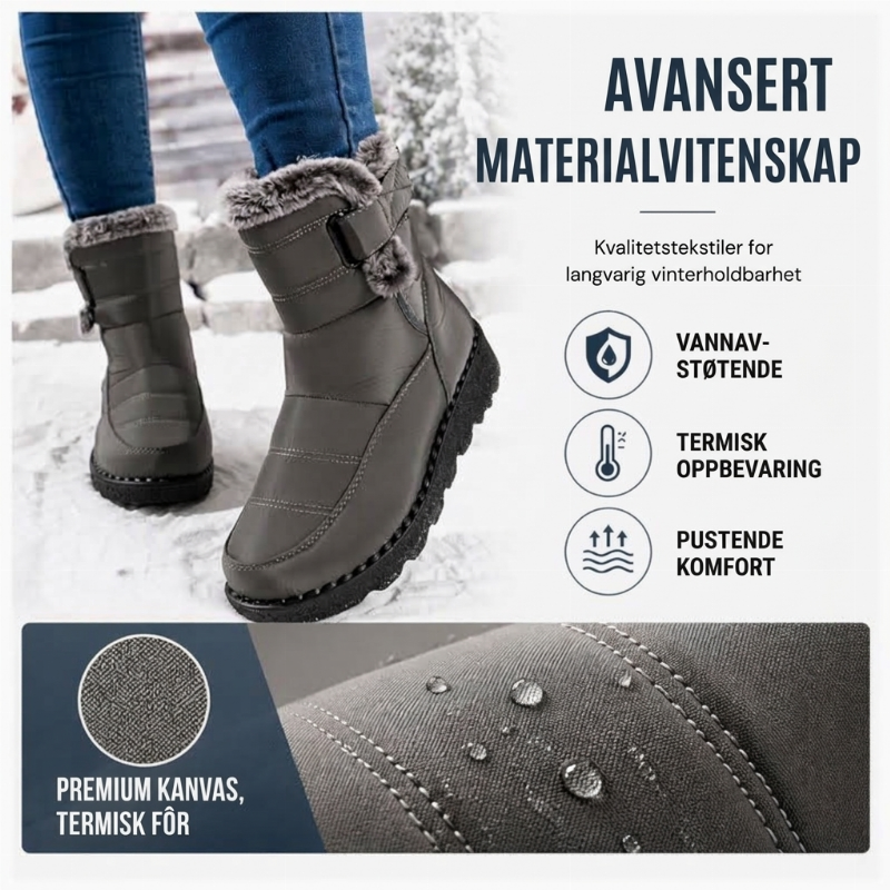 Sklisikre varme vinterstøvler for kvinner