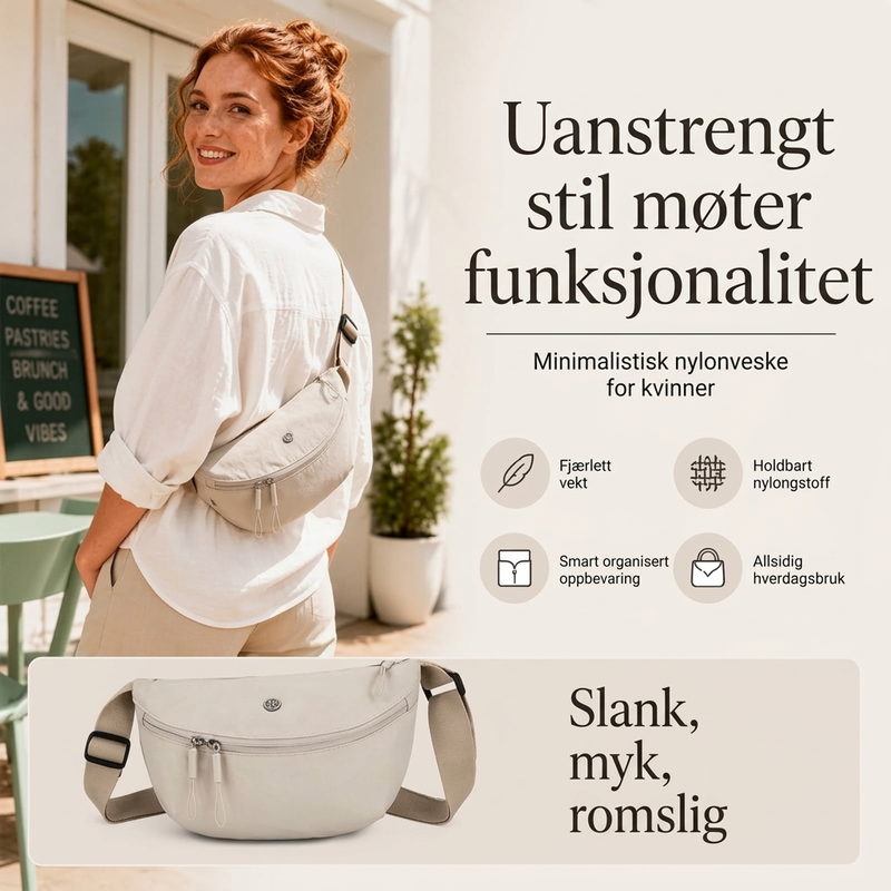 Minimalistisk halvmåne-crossbodyveske