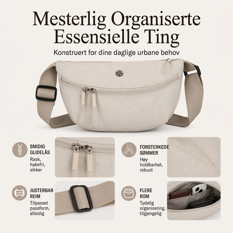Minimalistisk halvmåne-crossbodyveske