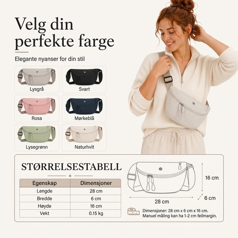 Minimalistisk halvmåne-crossbodyveske
