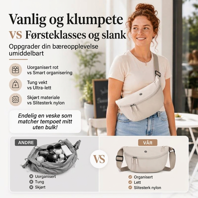 Minimalistisk halvmåne-crossbodyveske