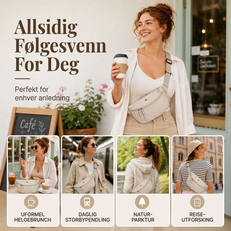 Minimalistisk halvmåne-crossbodyveske