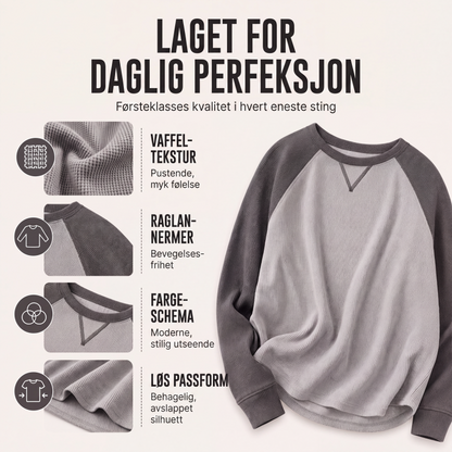 Langermet topp med vaffelstrikking og fargeblokkdesign for kvinner