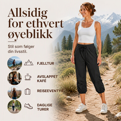 Lette hurtigtørkende capribukser for kvinner