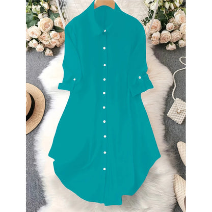 Dame uformell langermet bluse med knappestolpe