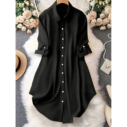 Dame uformell langermet bluse med knappestolpe