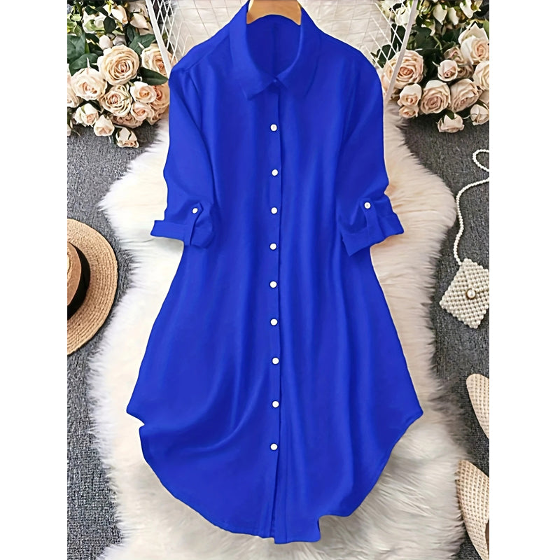 Dame uformell langermet bluse med knappestolpe