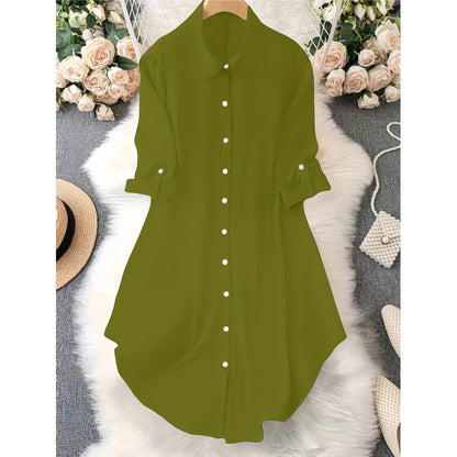 Dame uformell langermet bluse med knappestolpe