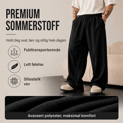 Avslappede plisserte vide bukser for menn