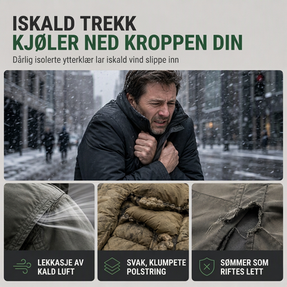 Herre uformell mellomlang polstret vinterjakke, tykk og varm, store størrelser tilgjengelig